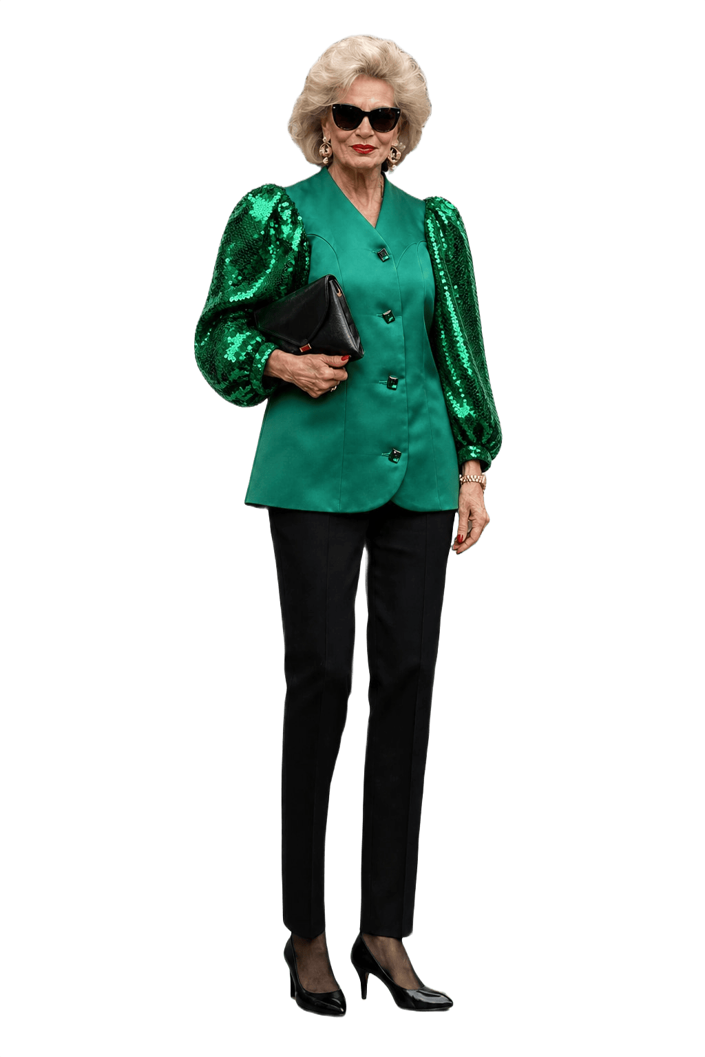 1980s Emerald Green Satin Blazer - Model