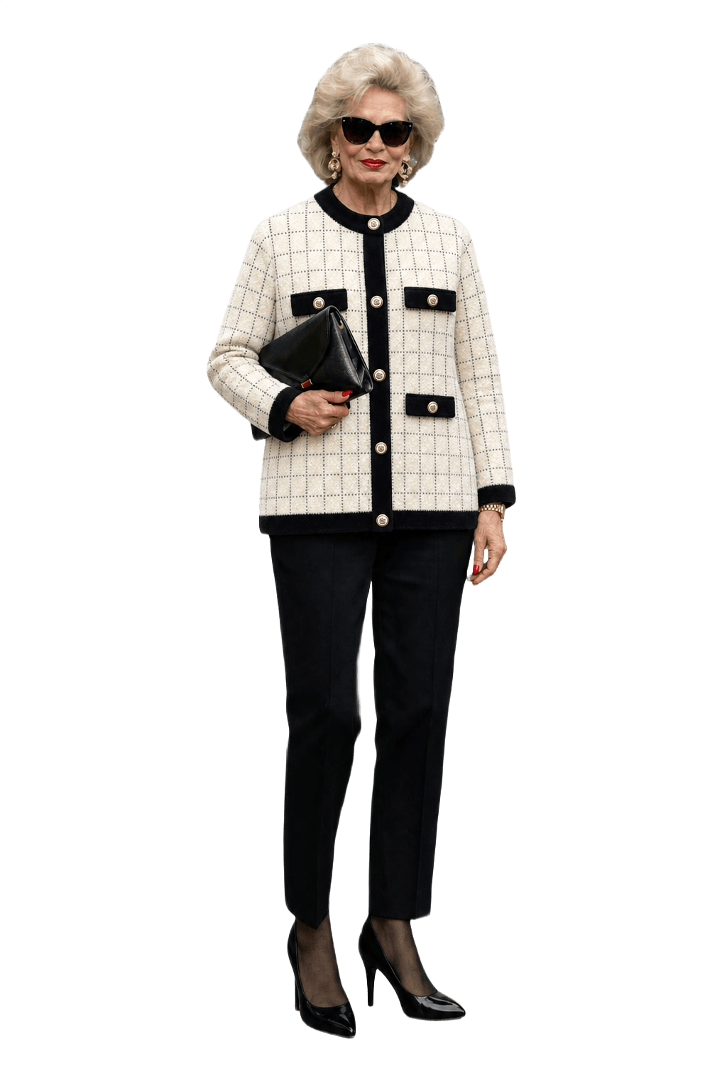 1980s Cream White Wool Blend Cardigan - Model
