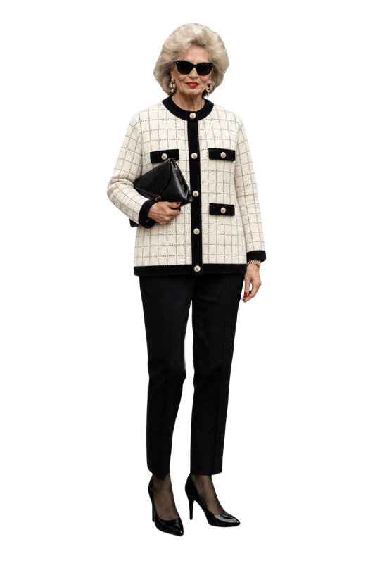 1980s Cream White Wool Blend Cardigan - Model