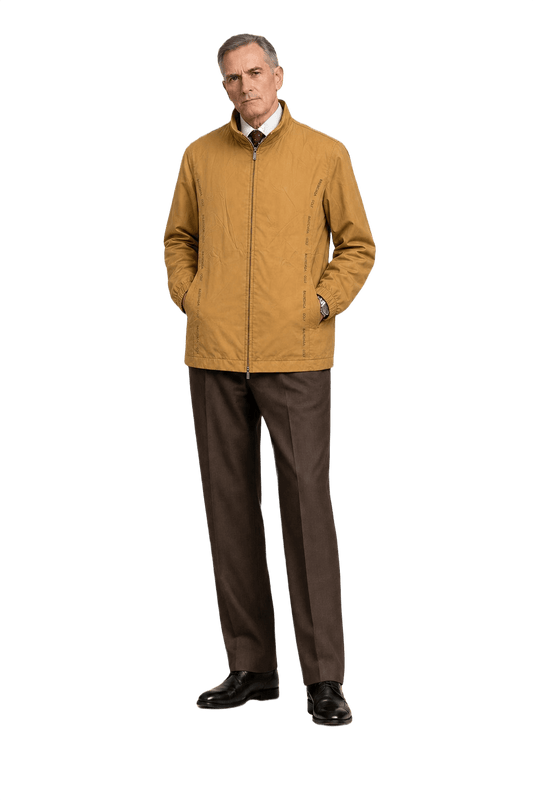 1980s Mustard Yellow Nylon Blend Jacket - Model