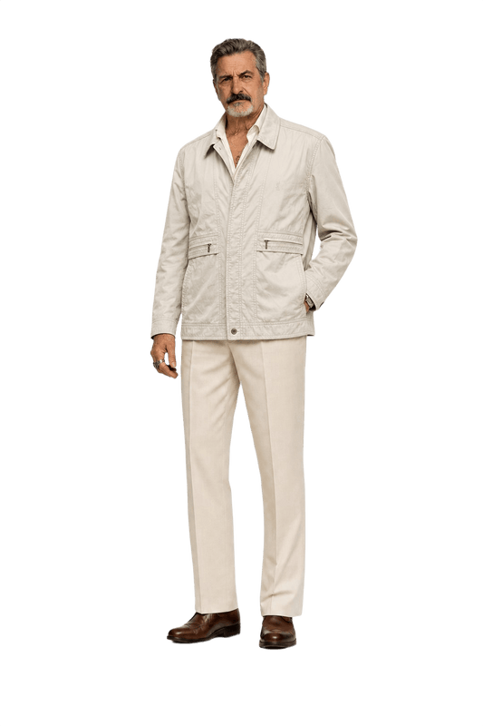 1980s Beige Cotton Blend Jacket - Model