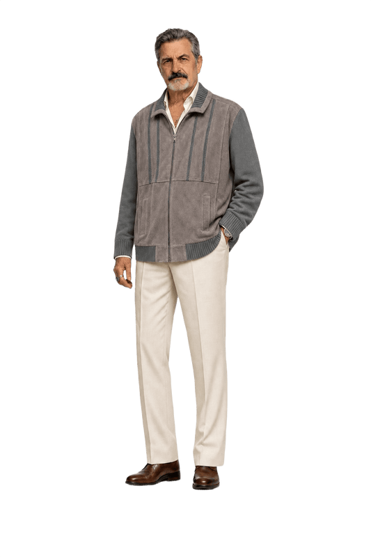 1980s Taupe Suede Jacket - Model