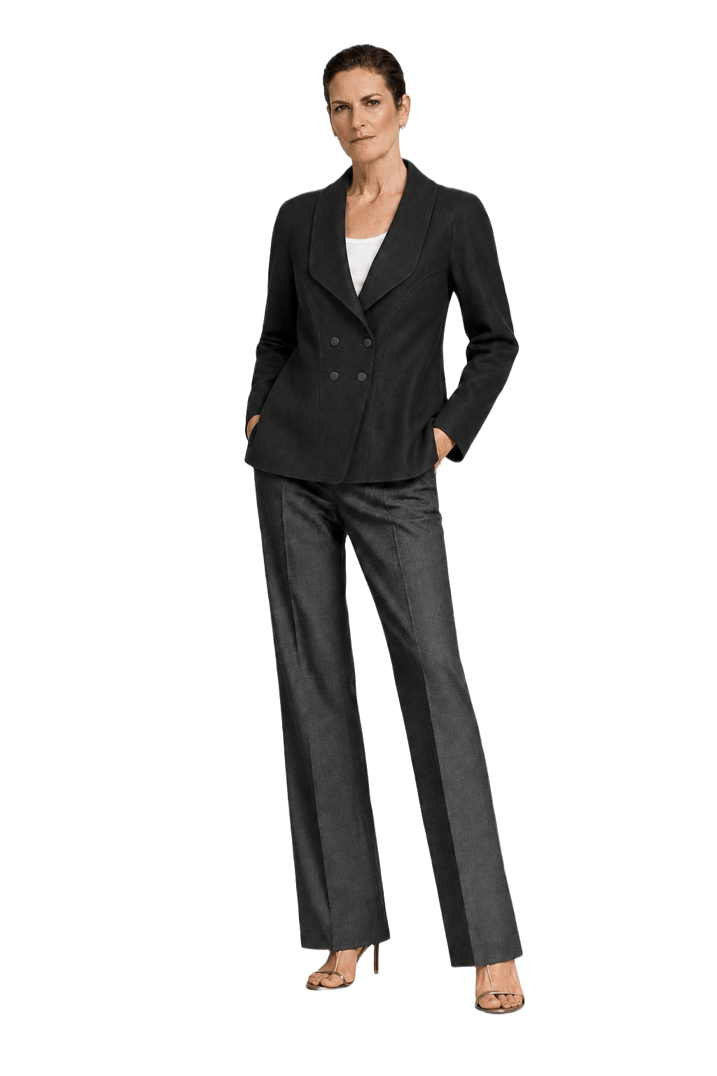 1990s Black Wool Blend Blazer - Model