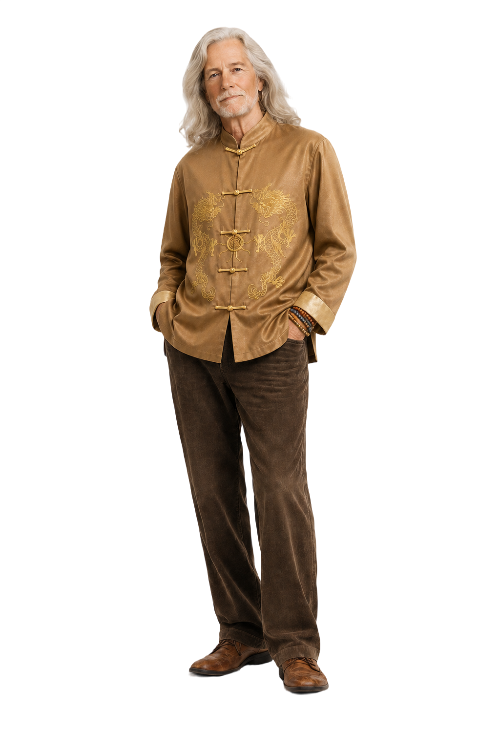 1980s Gold Silk Shirt - Model