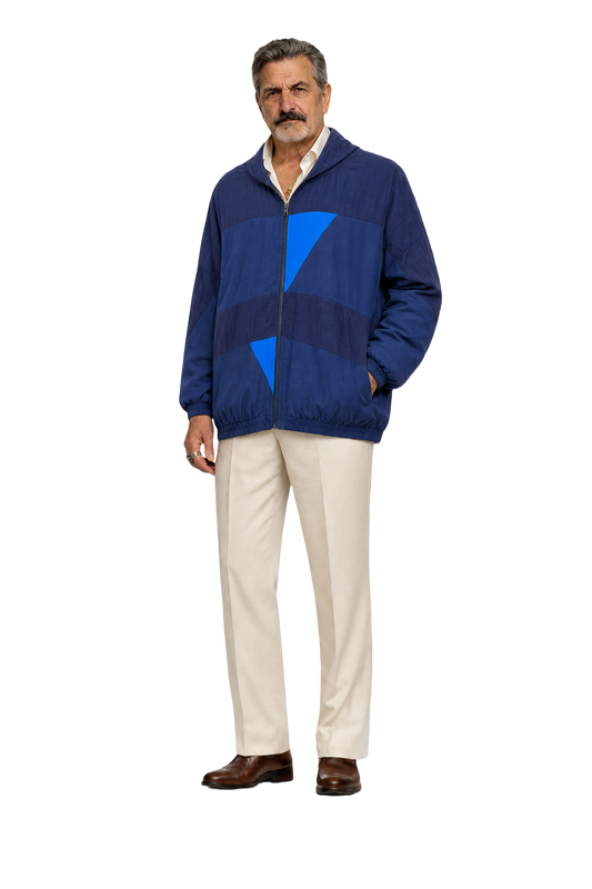 1980s Navy Blue Nylon Jacket - Model