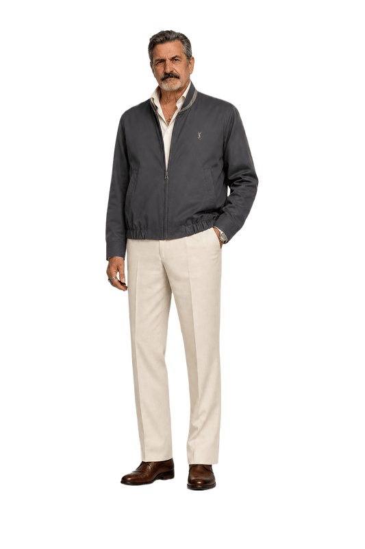 1980s Grey Synthetic Blend Jacket - Model
