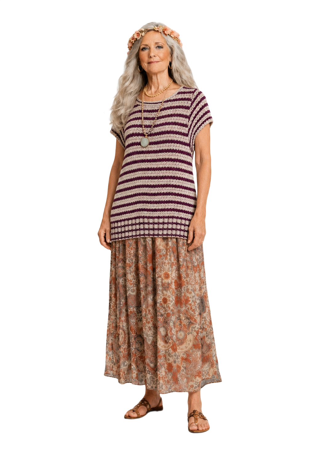 1970s Purple Cotton Blend Sweater - Model