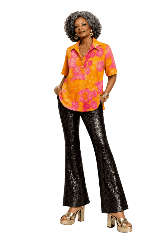 1980s Orange Cotton Shirt - Model