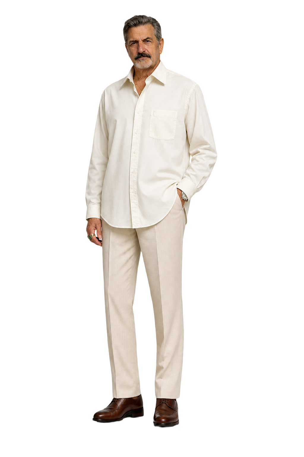 1980s White Cotton Shirt - Model