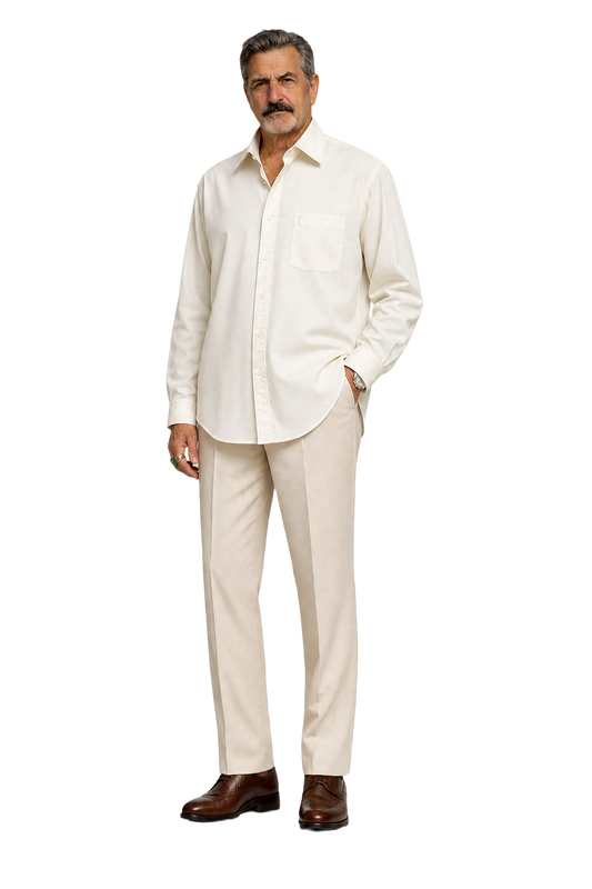 1980s White Cotton Shirt - Model