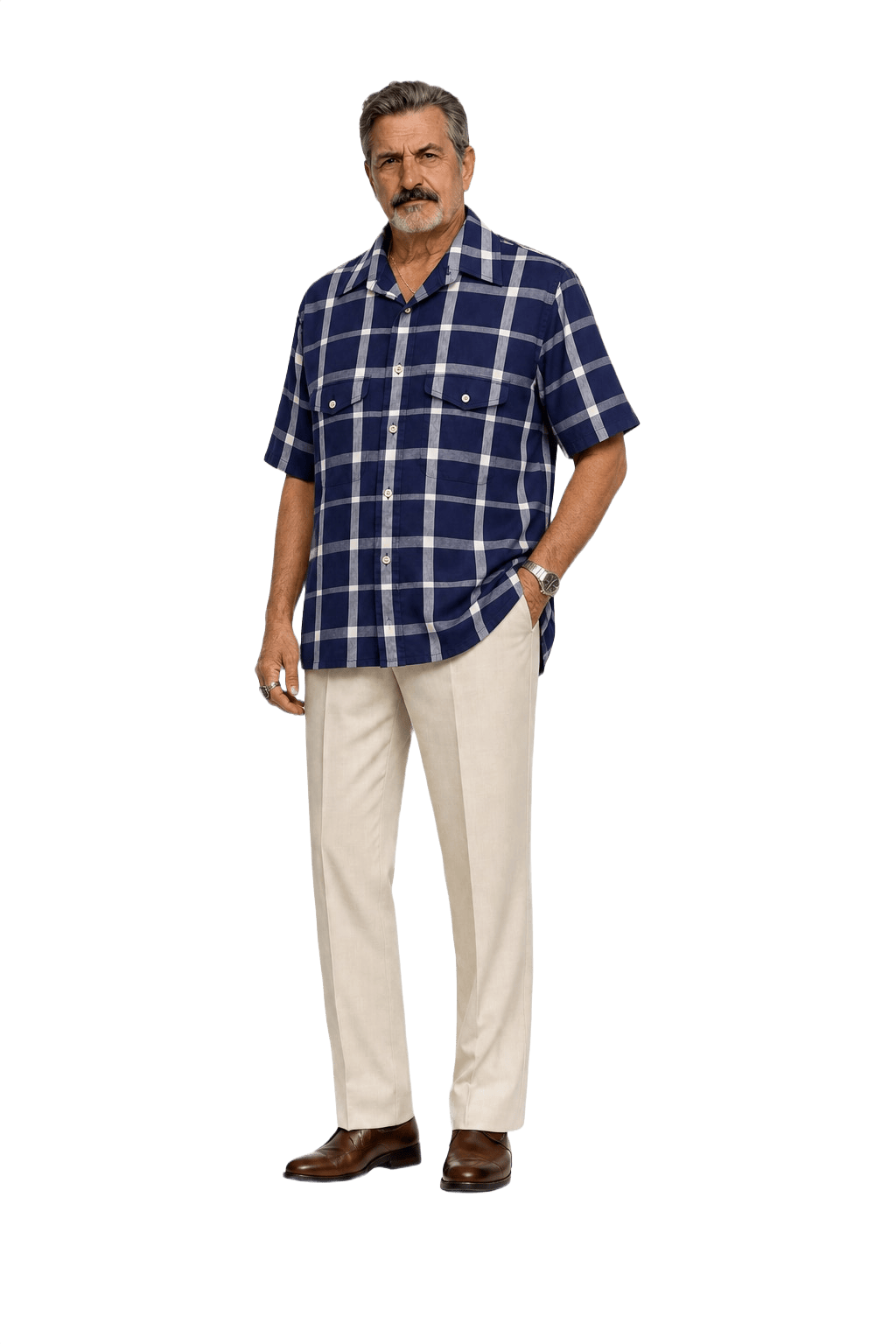 1980s Navy Blue Cotton Shirt - Model