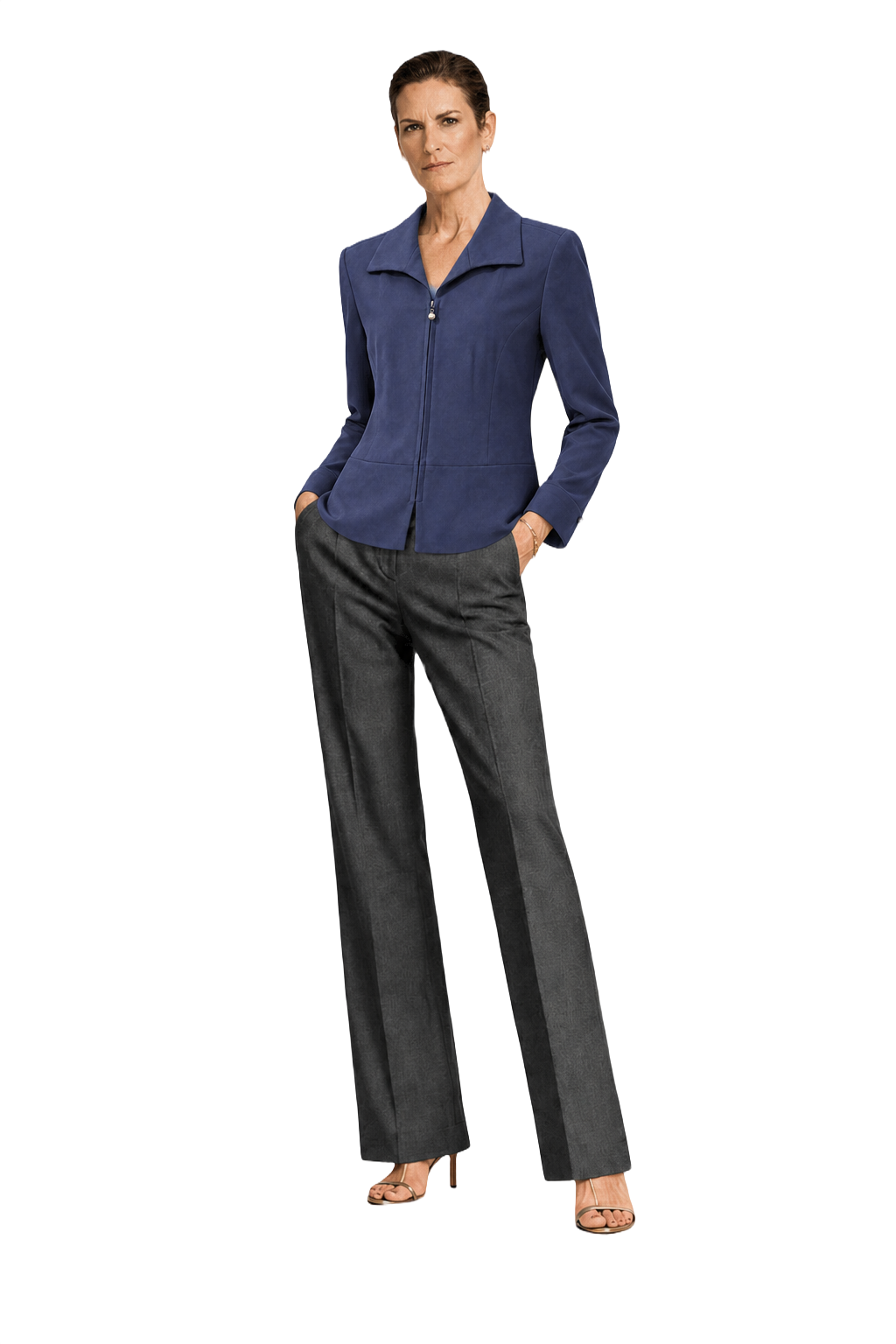 1990s Navy Blue Wool Blend Jacket - Model