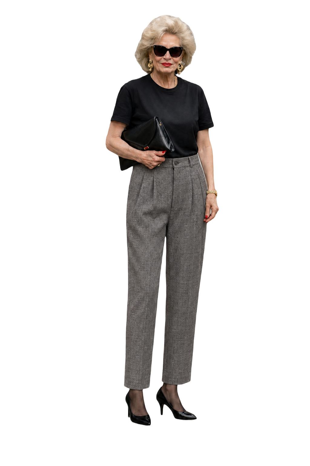 1980s Gray Wool Blend Trousers - Model