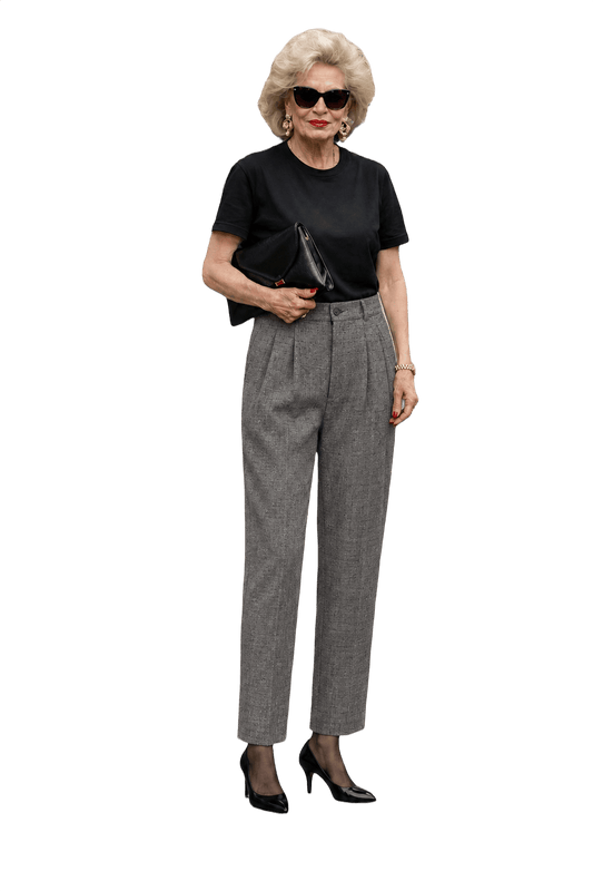 1980s Gray Wool Blend Trousers - Model