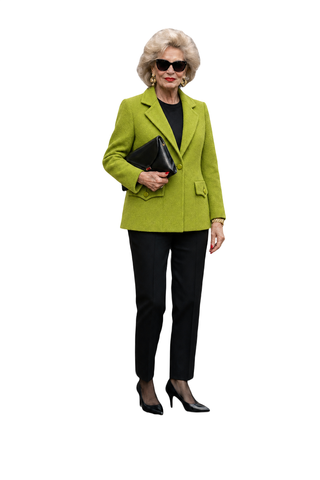 1980s Lime Green Wool Blend Blazer - Model
