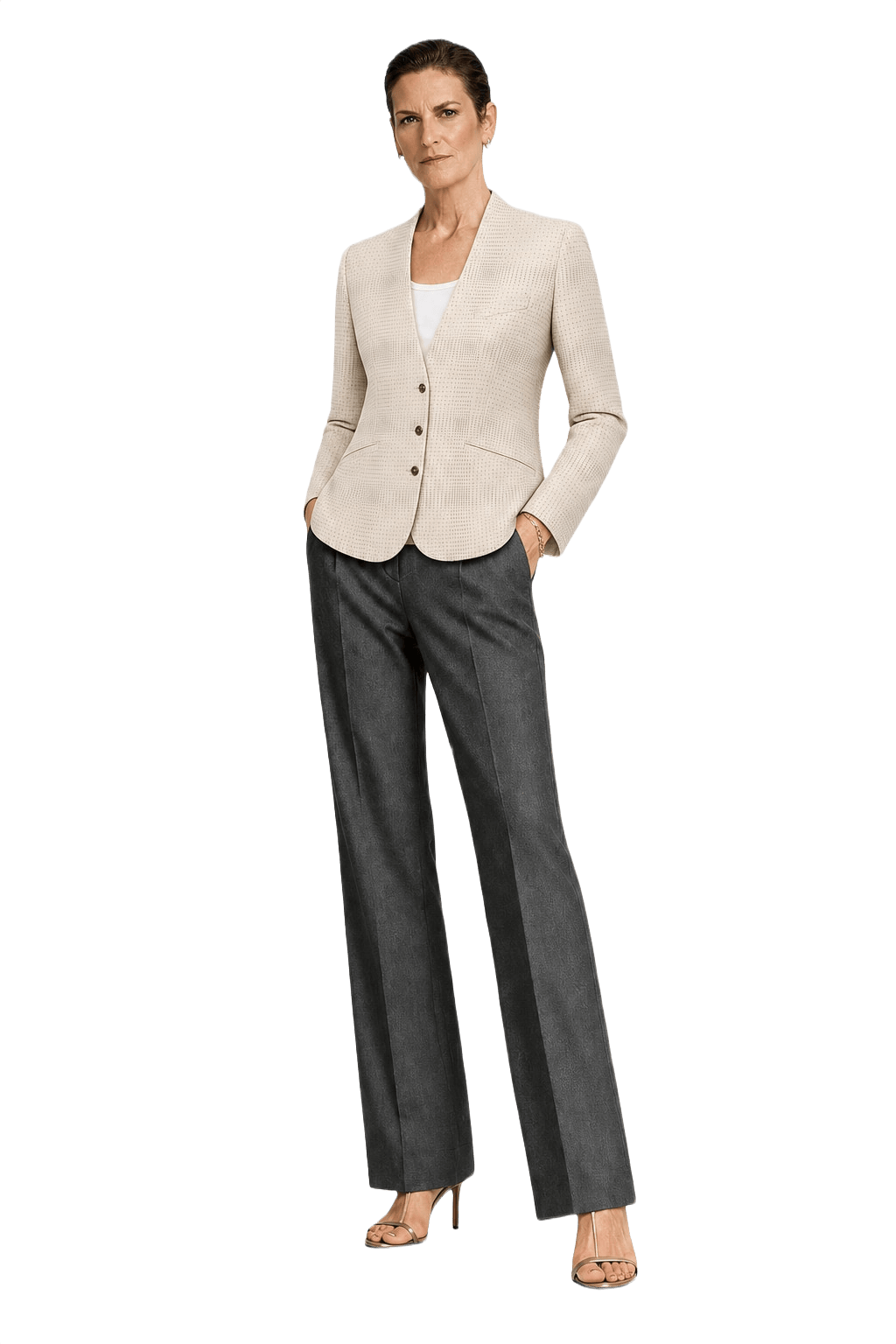 1990s Cream Wool Blend Blazer - Model