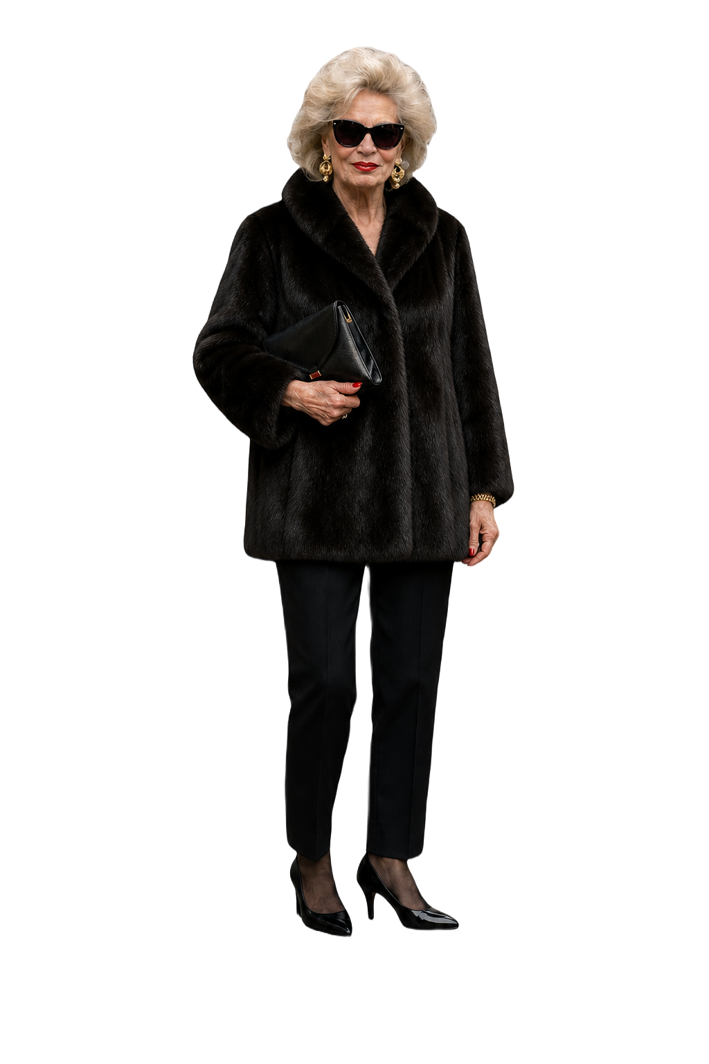 1980s Black Fur Coat - Model