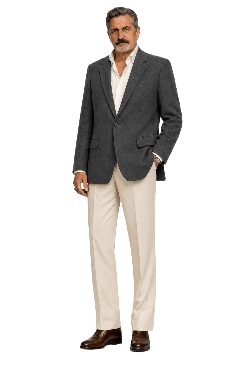 1970s Charcoal Grey Wool Blend Blazer - Model