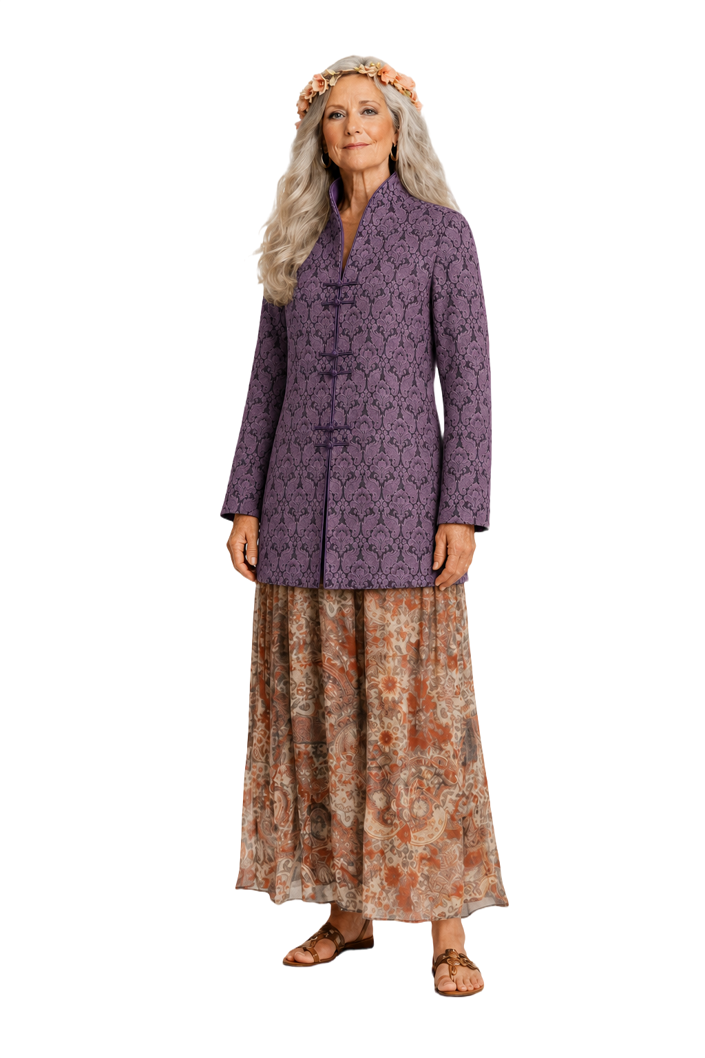 1970s Purple Brocade Coat - Model