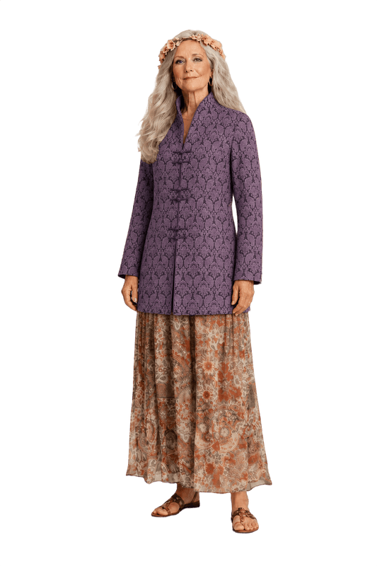 1970s Purple Brocade Coat - Model