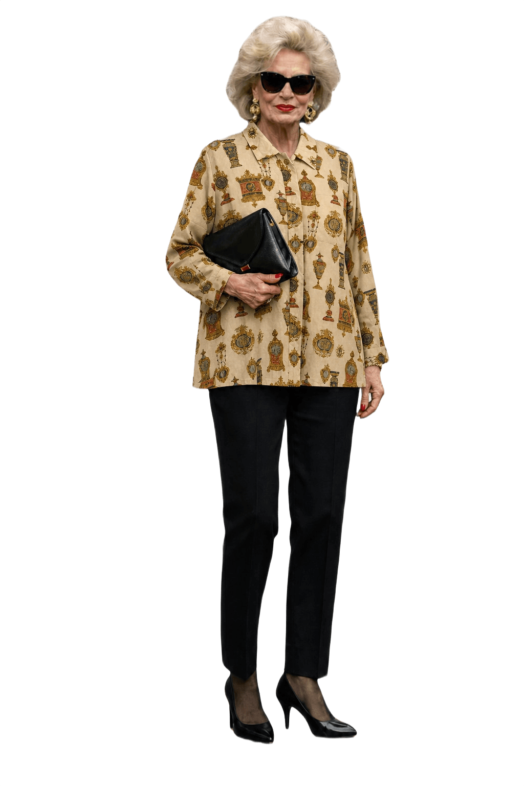 1980s Cream Polyester Blend Blouse - Model