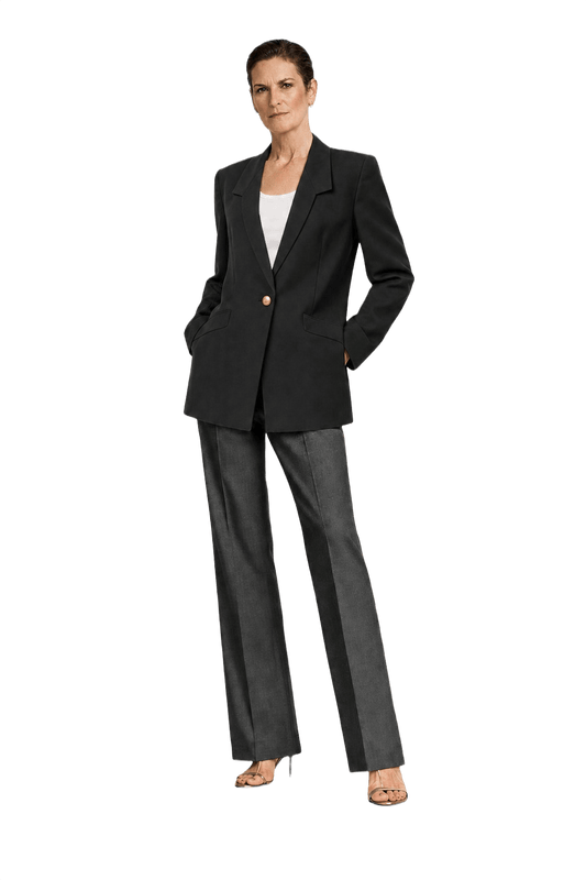 1990s Black Wool Blend Blazer - Model