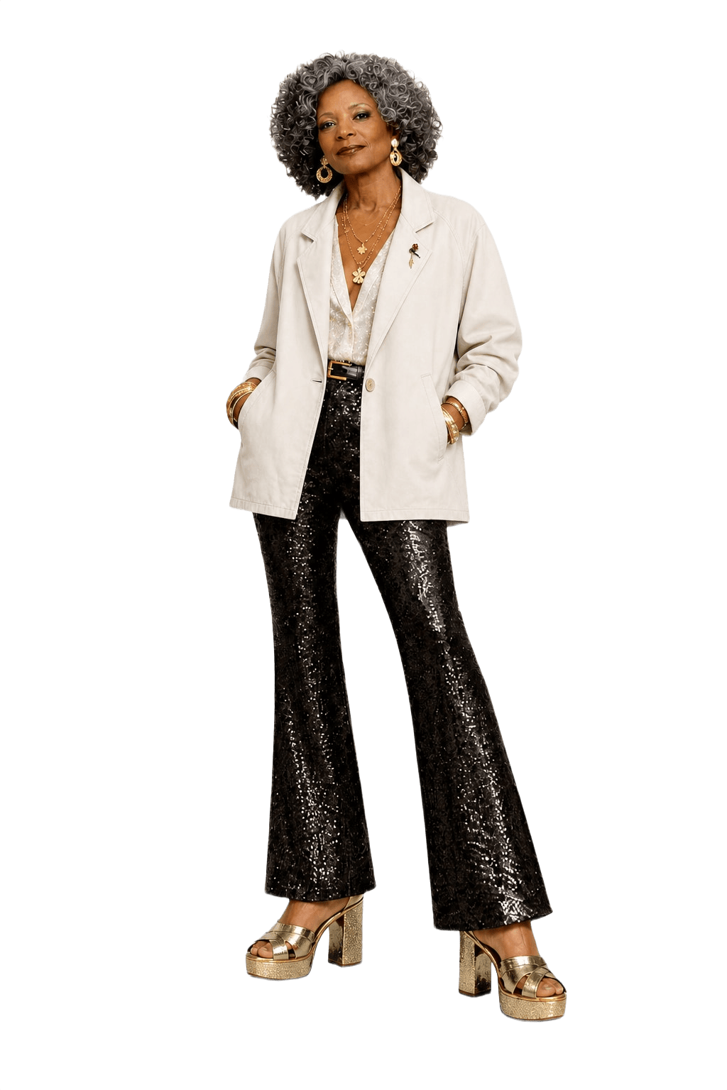 1980s Cream White Cotton Blazer - Model