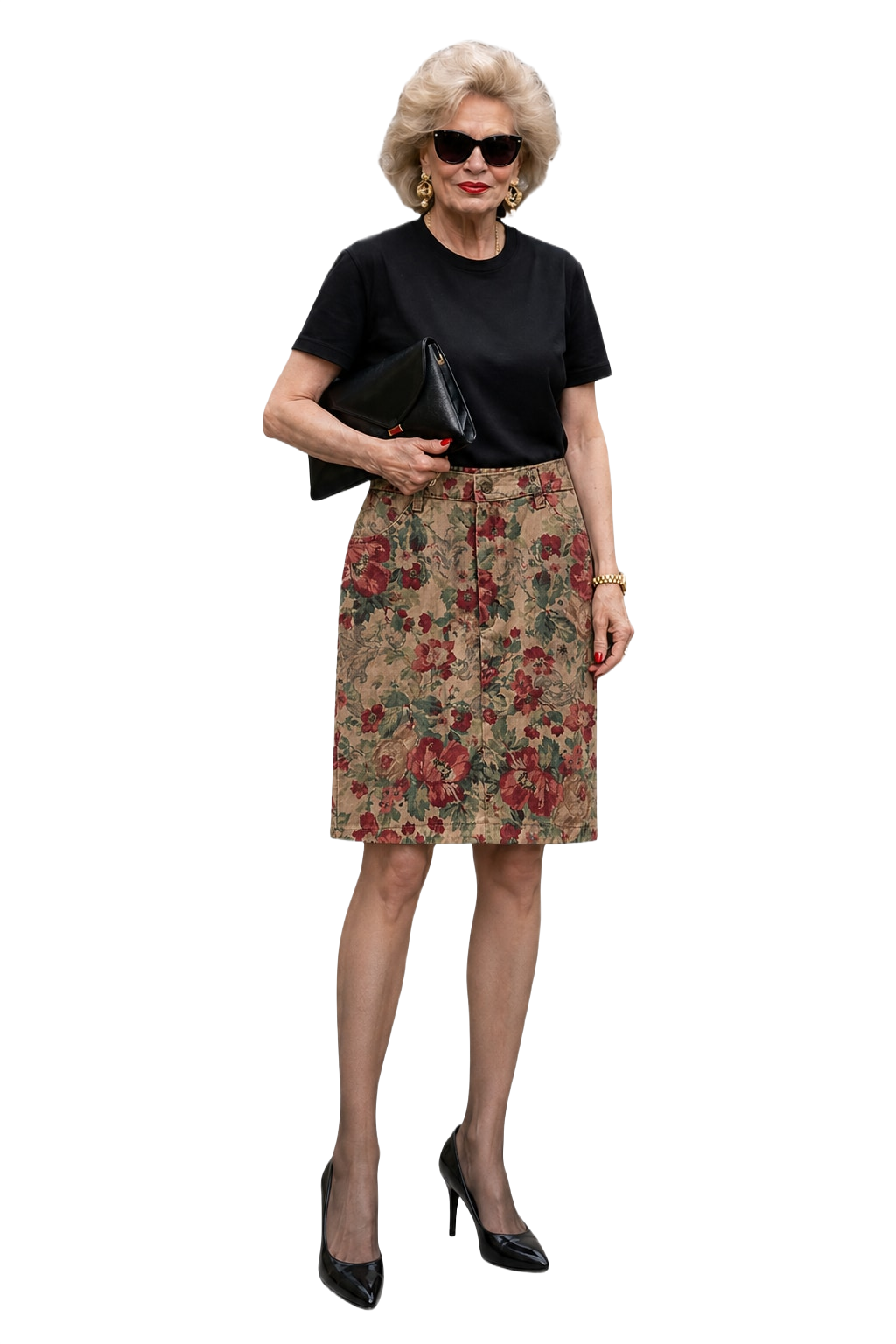 1980s Beige Denim Skirt - Model