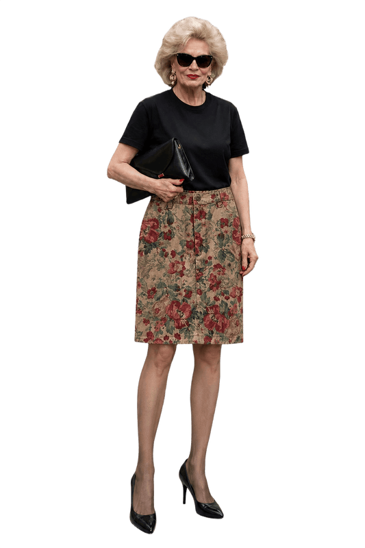 1980s Beige Denim Skirt - Model