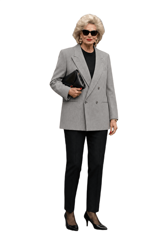 1980s YSL Light Grey Smooth Blazer - Model