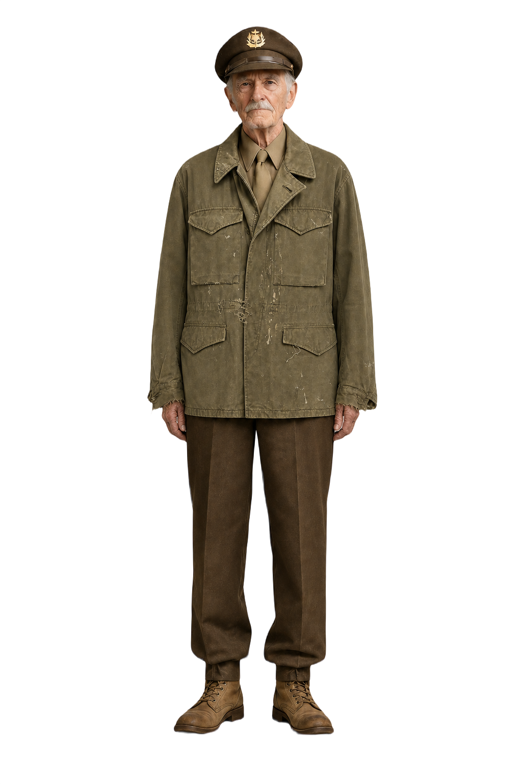 1940s Olive Green Cotton Canvas Jacket - Model