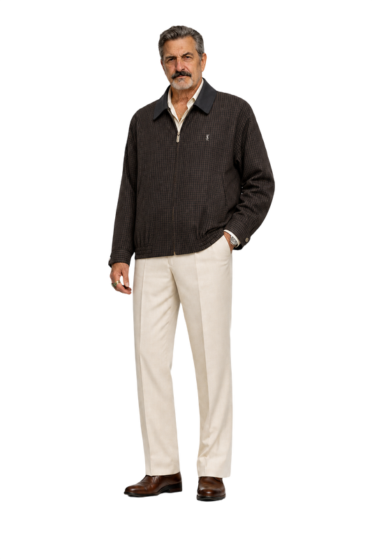 1980s Dark Brown Cotton Blend Jacket - Model
