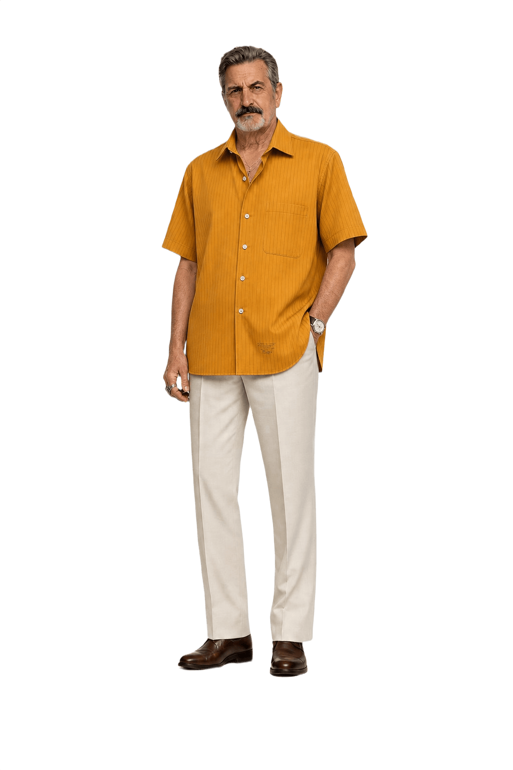 1980s Bright Orange Cotton Blend Shirt - Model