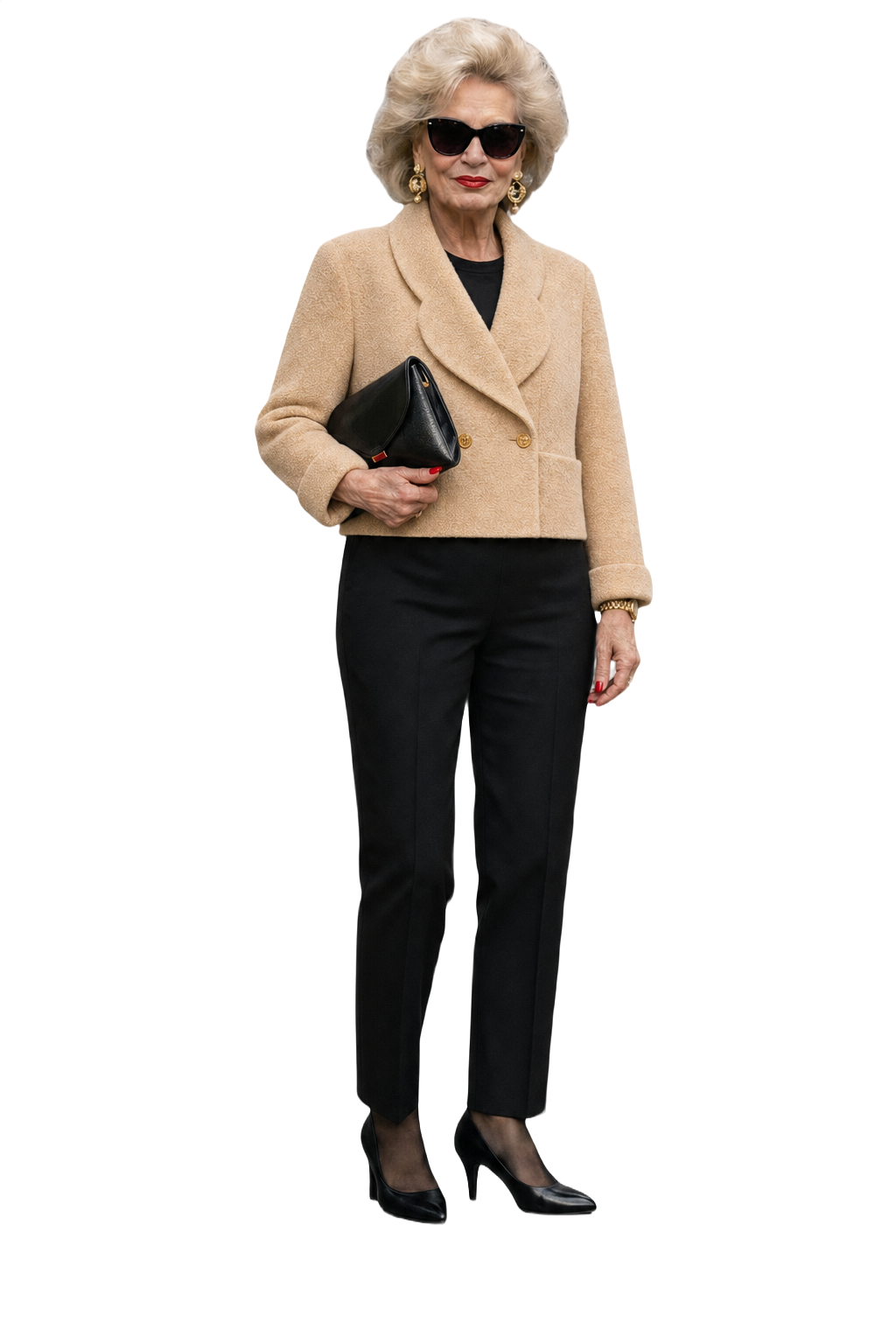 1980s Cream Wool Blend Blazer - Model