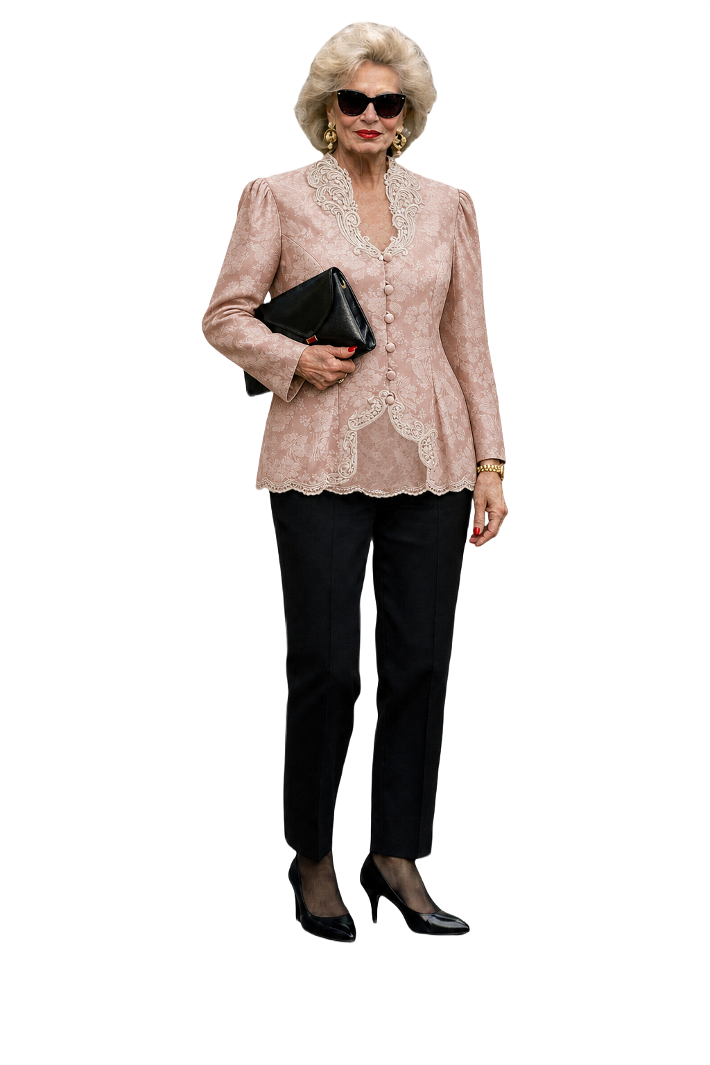 1980s Light Pink Polyester Blouse - Model