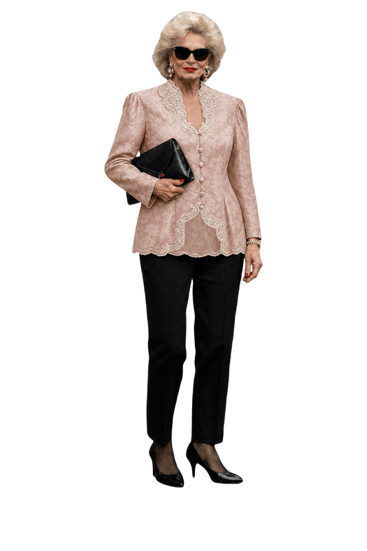 1980s Light Pink Polyester Blouse - Model