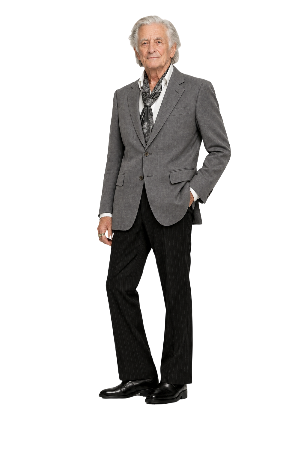 1980s Gray Wool Blend Blazer - Model