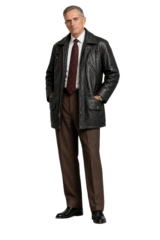 1990s Black Leather Jacket - Model