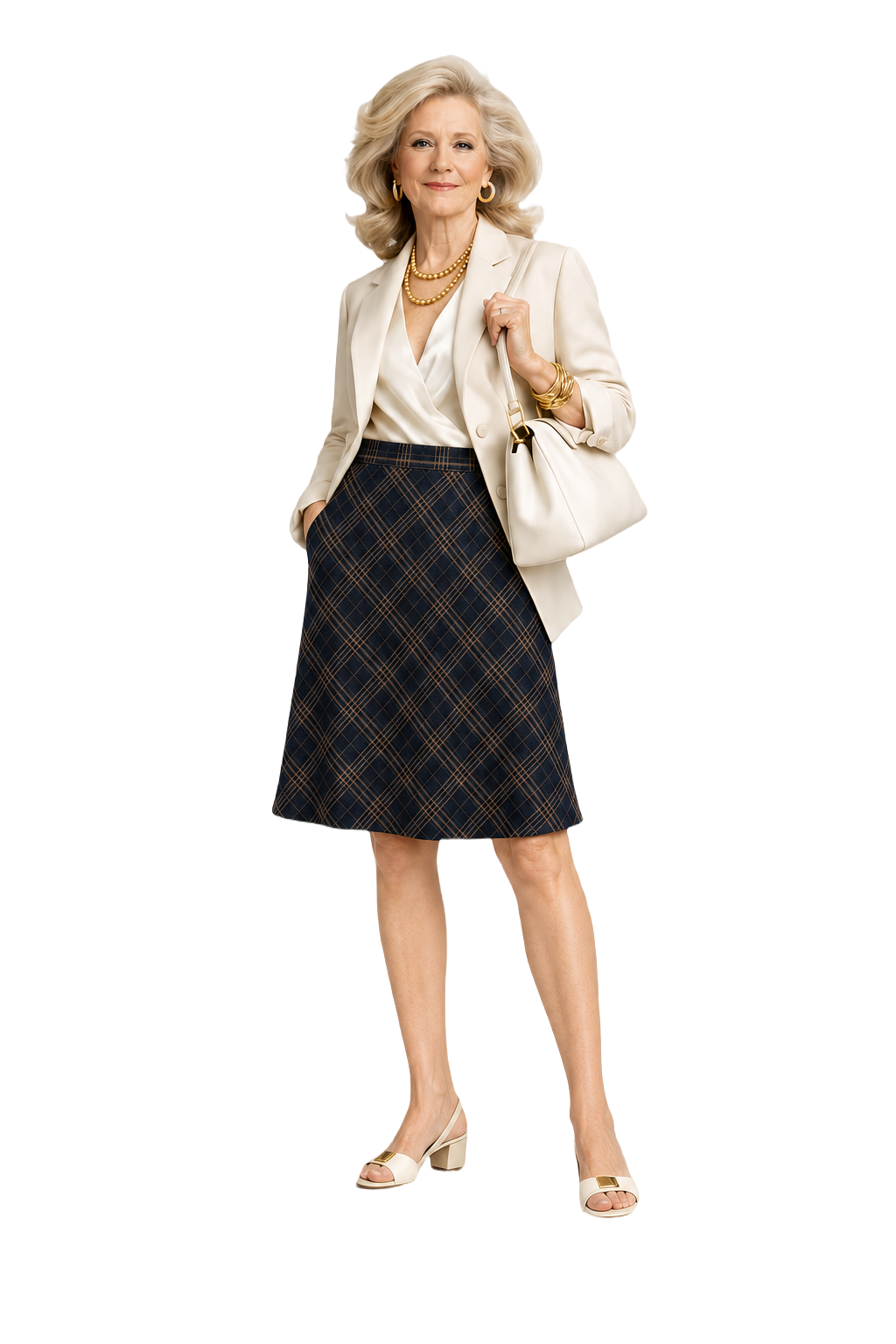 1940s Navy Cotton Blend Skirt - Model