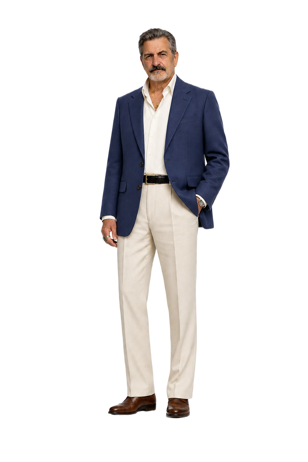 1980s Navy Blue Wool Blazer - Model