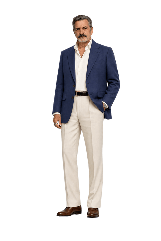 1980s Navy Blue Wool Blazer - Model