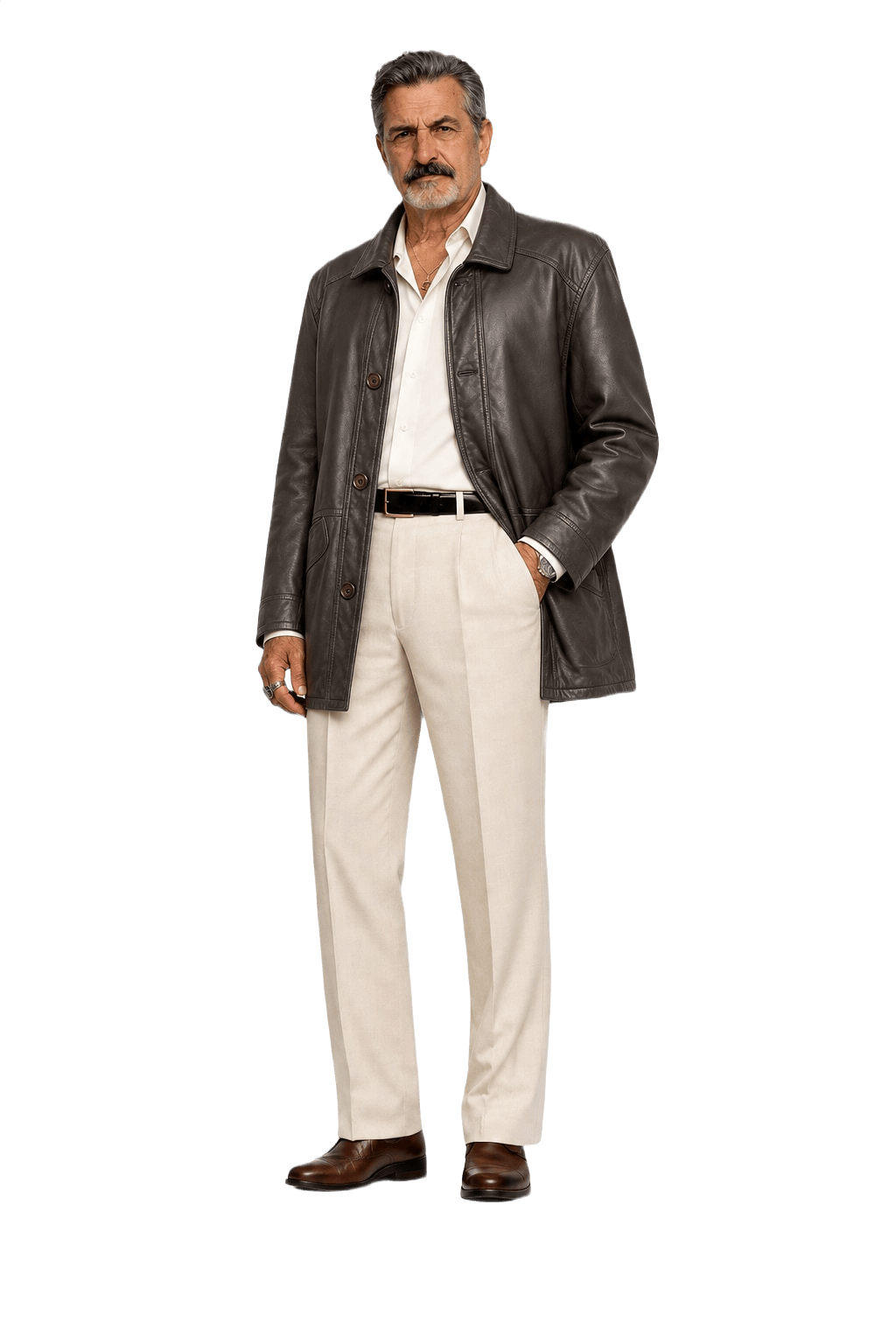 1980s Dark Brown Leather Jacket - Model