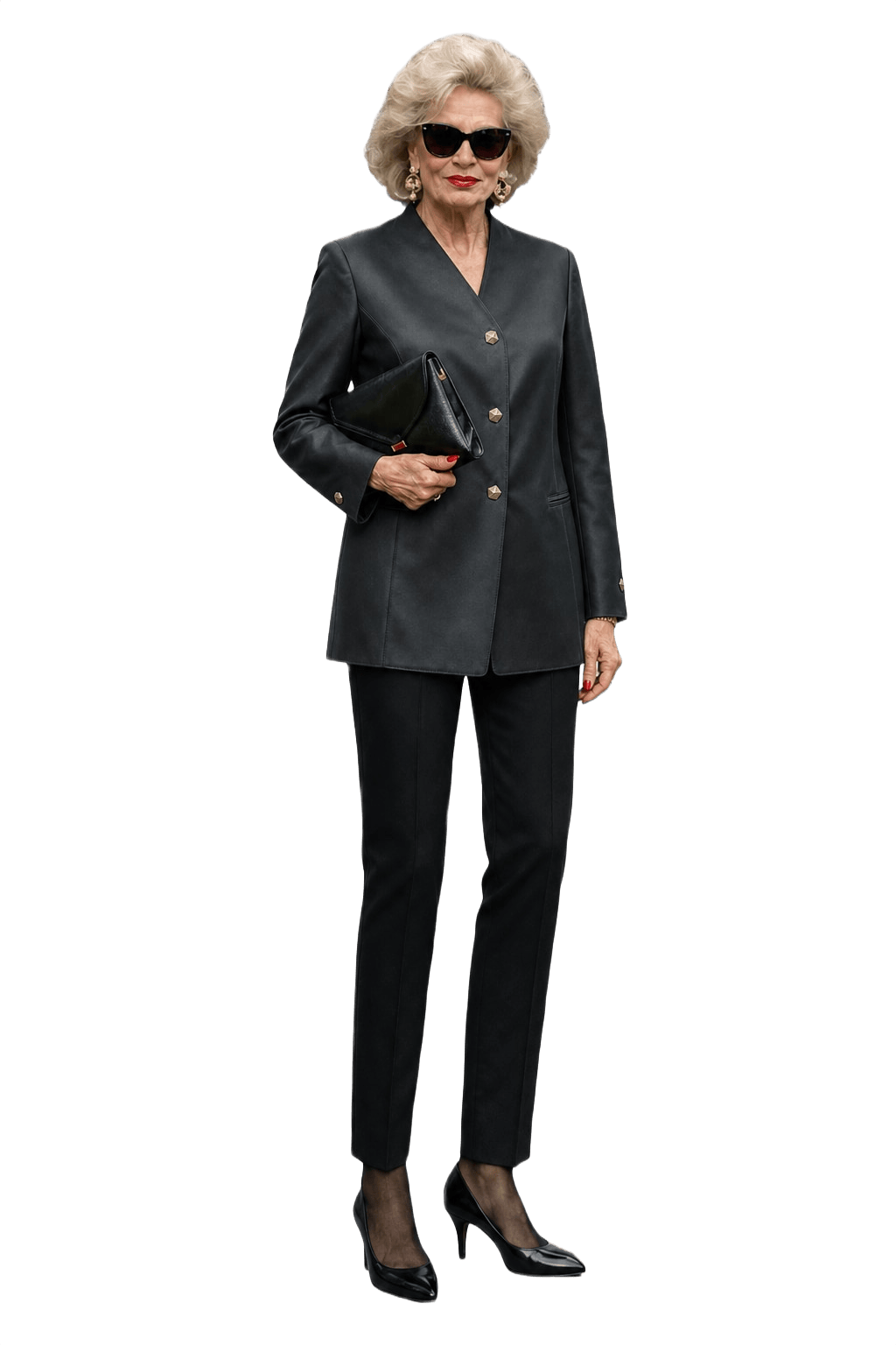 1980s Black Cotton Blend Blazer - Model