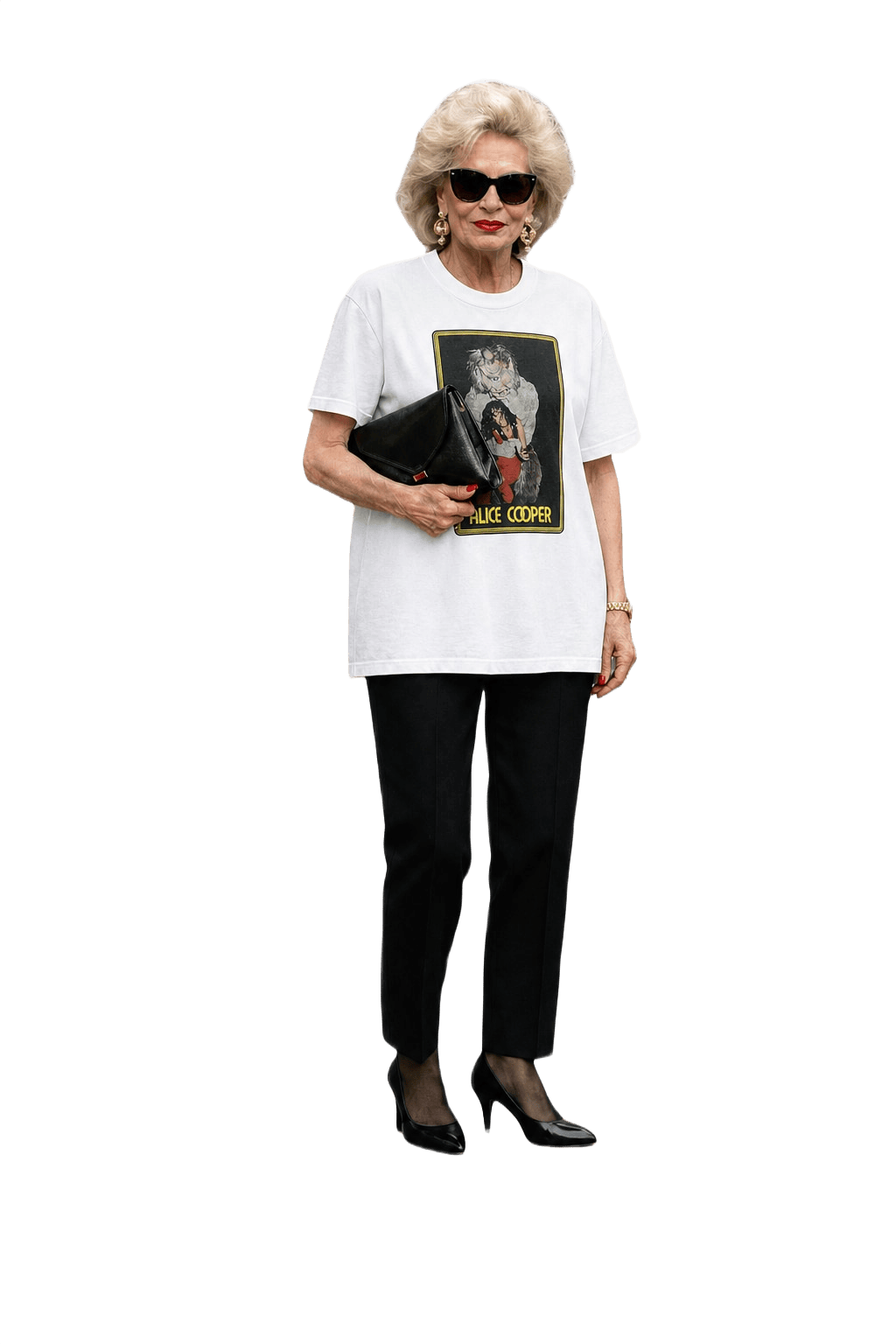 1990s White Cotton Blend T-Shirt - Model
