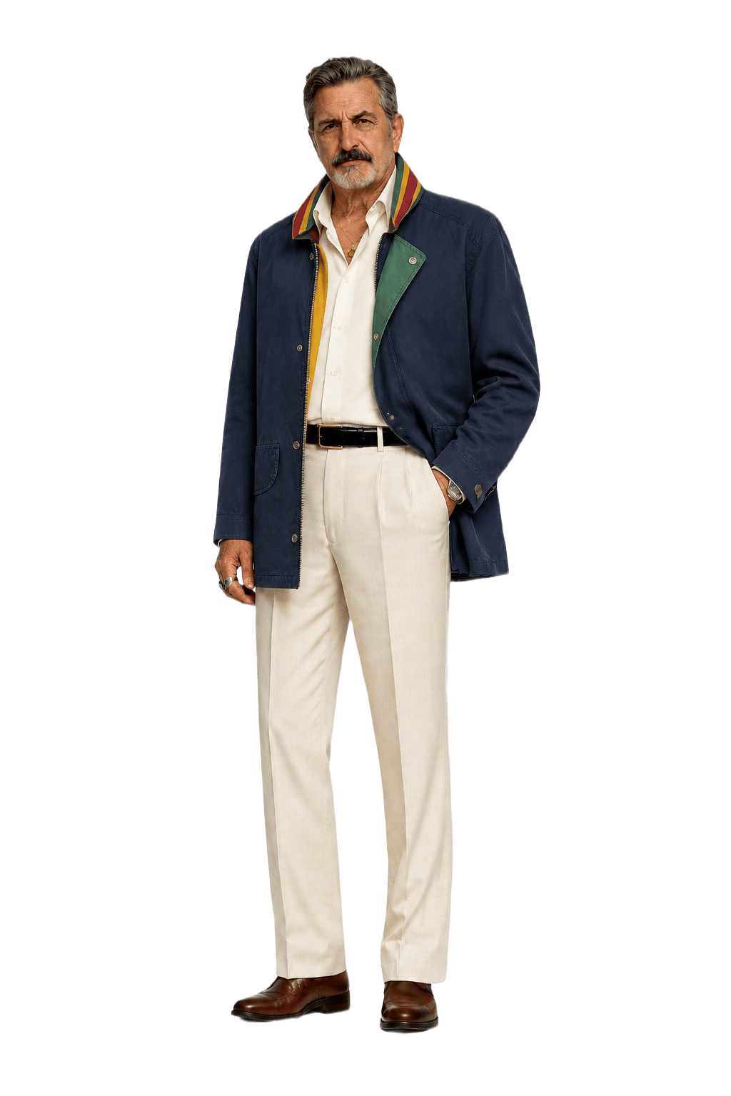 1980s Navy Blue Cotton Jacket - Model