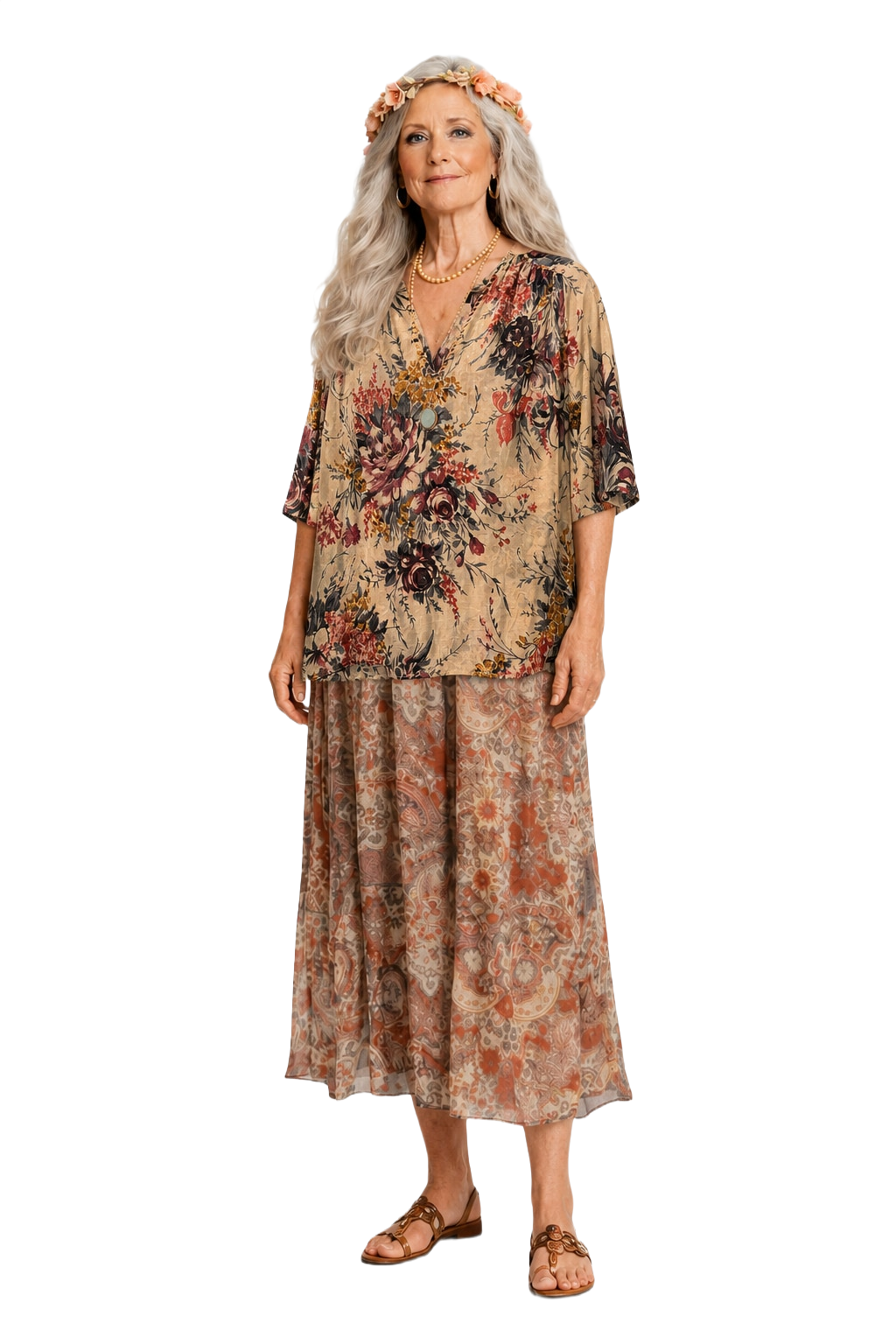 1970s Cream Silk Blouse - Model