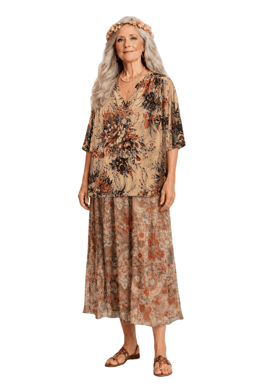 1970s Cream Silk Blouse - Model