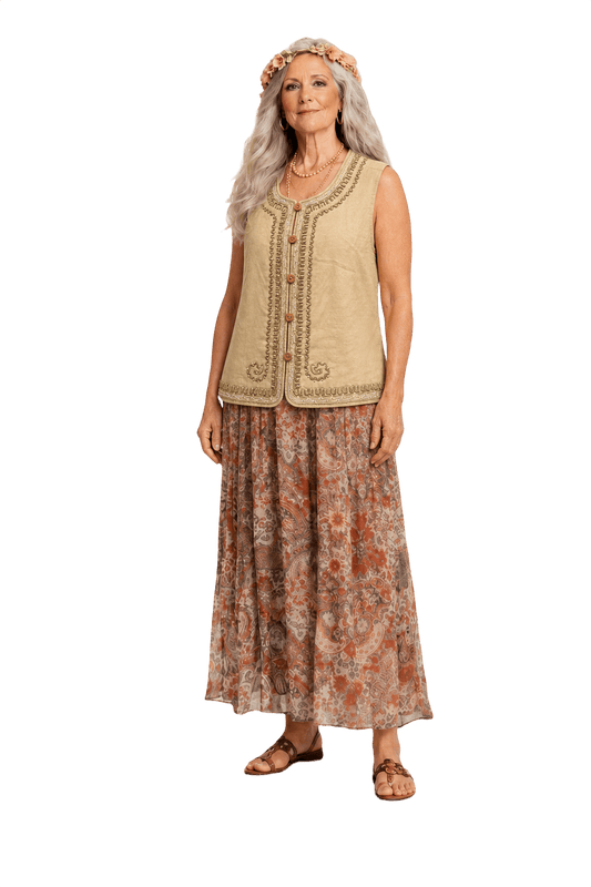 1970s Light Beige Cotton Vest - Model