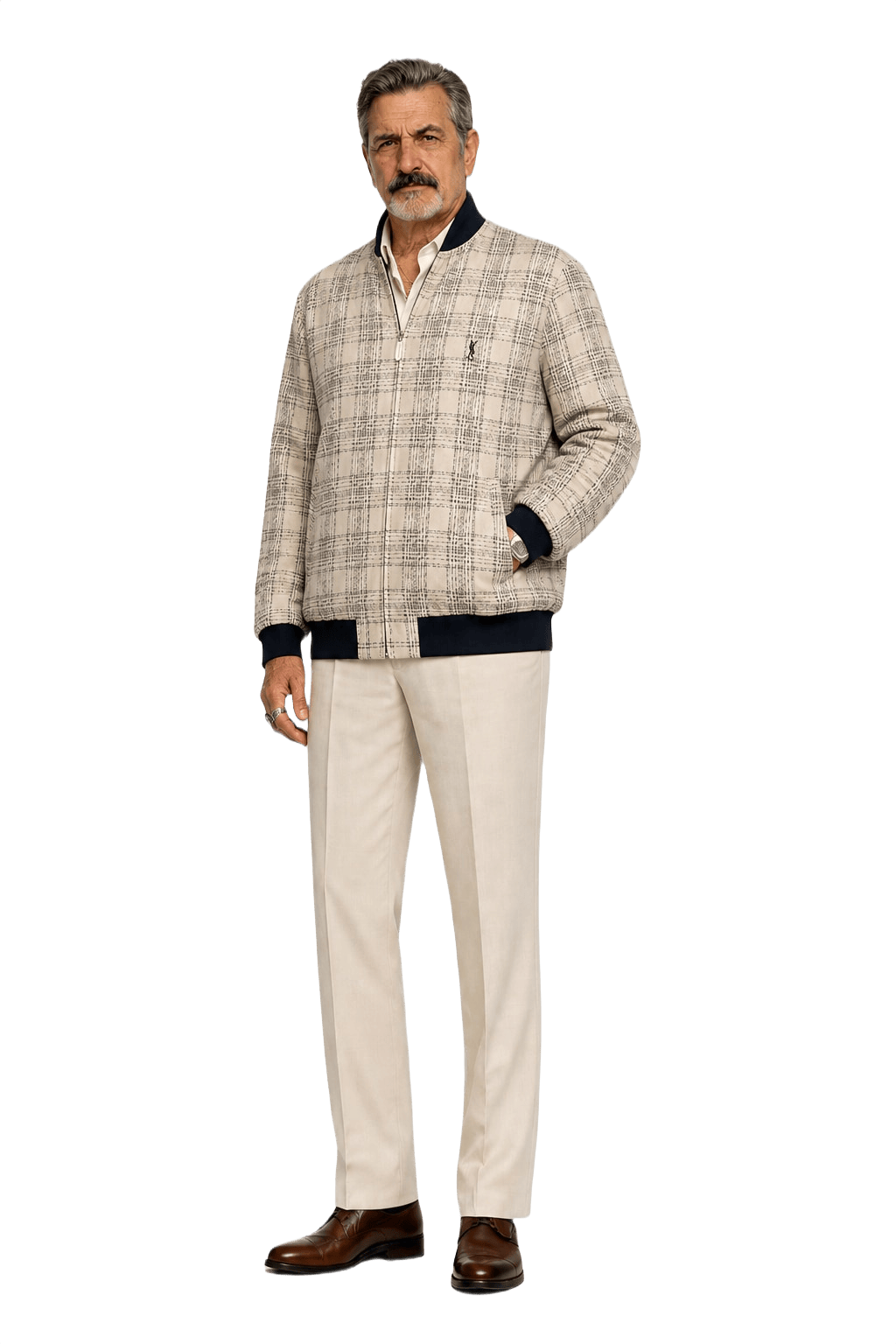 1980s Beige Wool Blend Jacket - Model