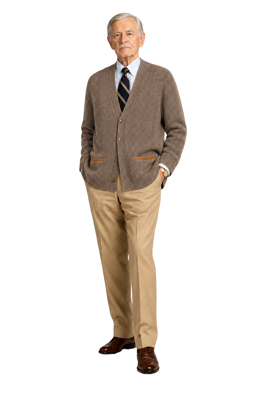 1960s Beige Wool Blend Cardigan - Model